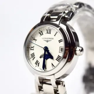 Longines Silver White Round Case Integrated Metal Bracelet Mechanical Watch