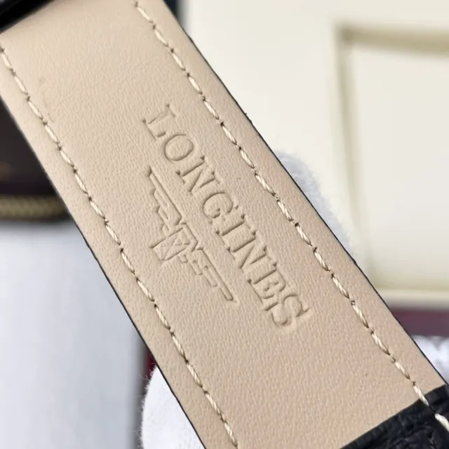 Longines Blanc Noir Argenté Acier Inoxydable Boîtier Cadran Guilloché Montre Mécanique 2