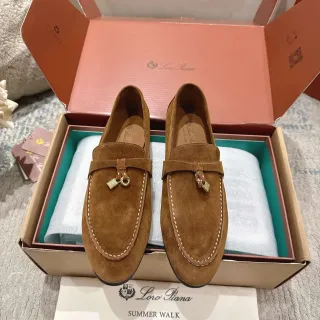 Loro Piana Brown Beige Suede Upper Tassel Hardware Loafer