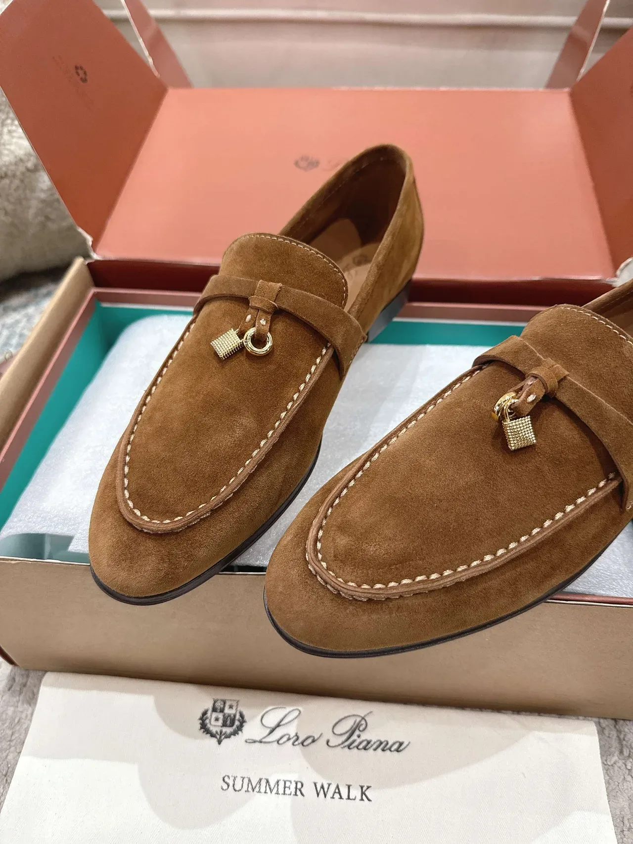 Loro Piana Brown Beige Suede Upper Tassel Hardware Loafer 3