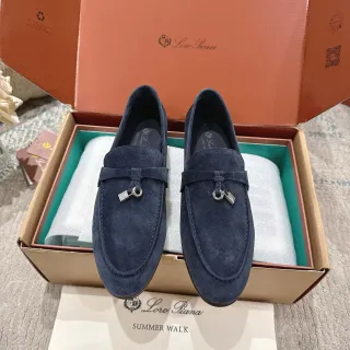 Loro Piana Navy Silver Suede Metal Tassel Hardware Loafer