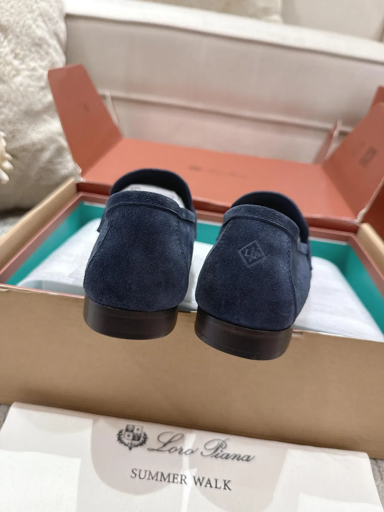 Loro Piana Navy Silver Suede Metal Tassel Hardware Loafer 3