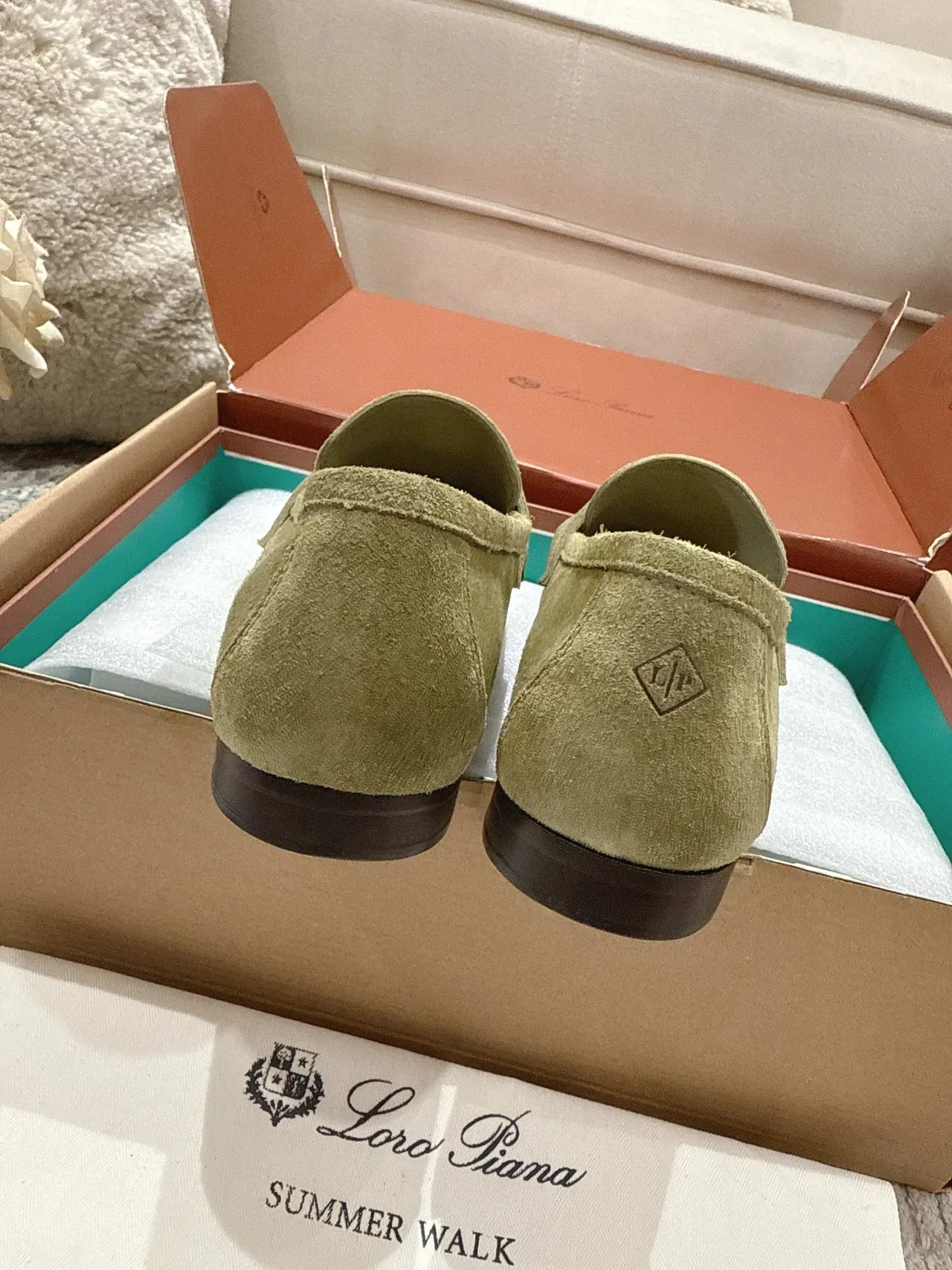 Loro Piana Summer Walk Olive Suede Tassel Loafers 2