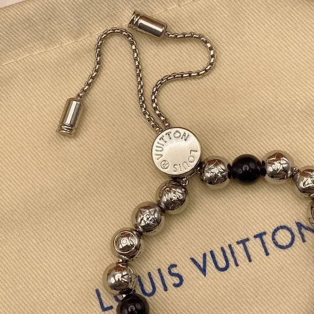 Louis Vuitton Beads Black Silver Beaded Alternating And Spheres Bracelet 2