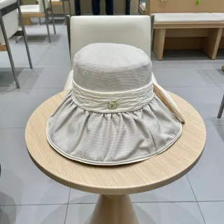 Louis Vuitton Beige White Pleated Crown Gathered Ruffled Brim Bucket Hat