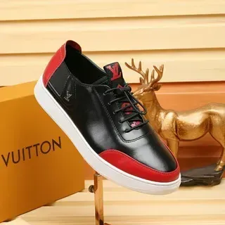 Louis Vuitton zapatillas lifestyle de cuero negro y rojo