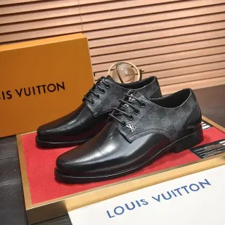 Louis Vuitton Black Cap-Toe Patent-and-Textured Leather Oxford Shoes