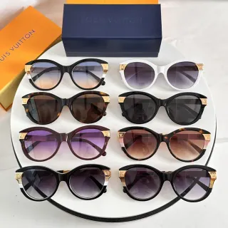 Louis Vuitton Black Gold Cat-Eye Silhouette LV Plaque Accents Sunglasses
