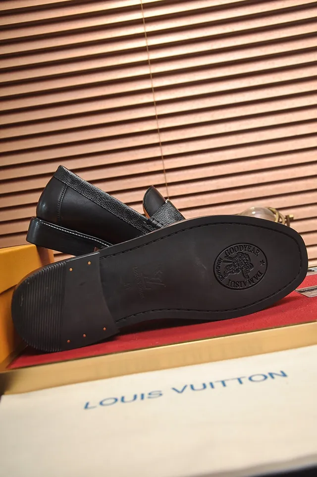 Louis Vuitton Black Gold Leather Monogram-Lined Interior Loafer 3