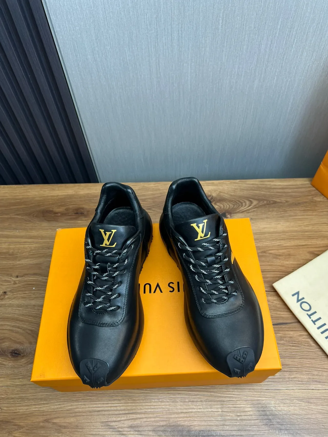 Louis Vuitton Black Gold Leather Upper Monogram Branding Lifestyle Sneakers 9