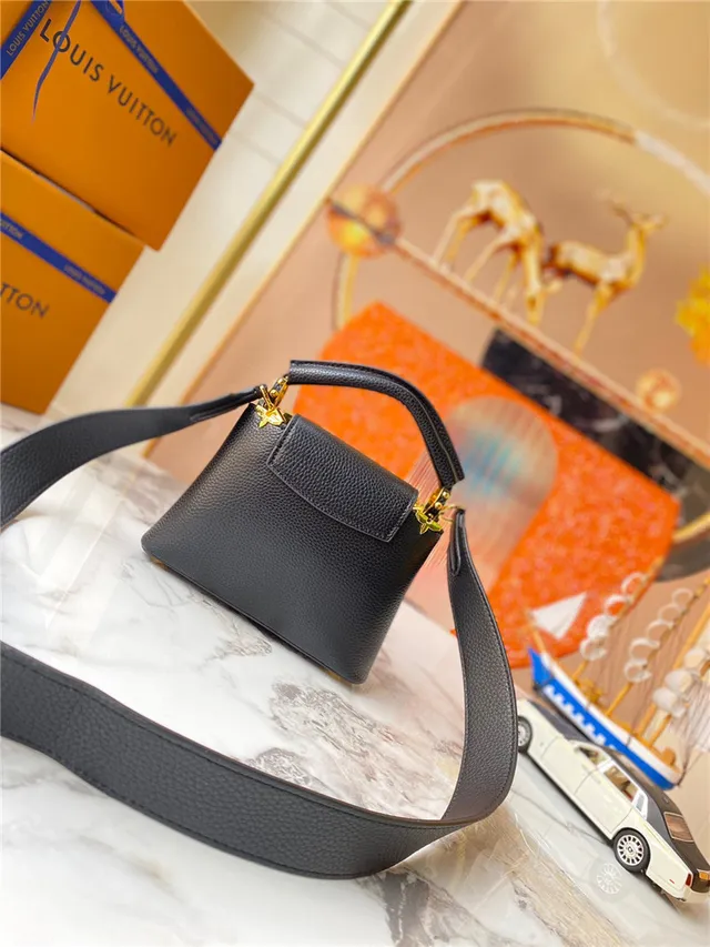 Louis Vuitton Black Gold Structured Top-Handle Pebbled Leather Handbag 8
