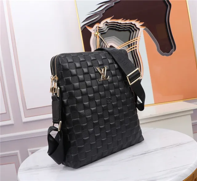 Louis Vuitton Black Gold Woven Leather Quilted Basketweave Messenger Bag 8