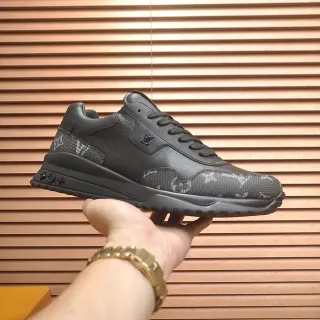 Louis Vuitton Black Gray Monogrammed Textile Smooth Leather Overlays Lifestyle Sneakers