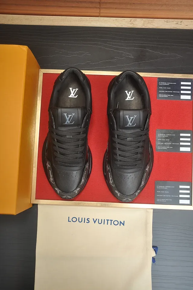 Louis Vuitton Black Gray Monogrammed Textile Smooth Leather Overlays Lifestyle Sneakers 5