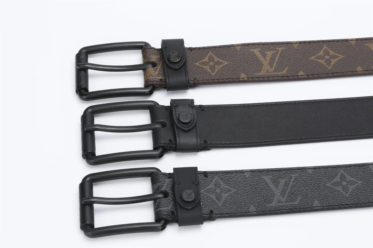 Louis Vuitton Black Monogram-Coated Matte Hardware Leather Belt 3
