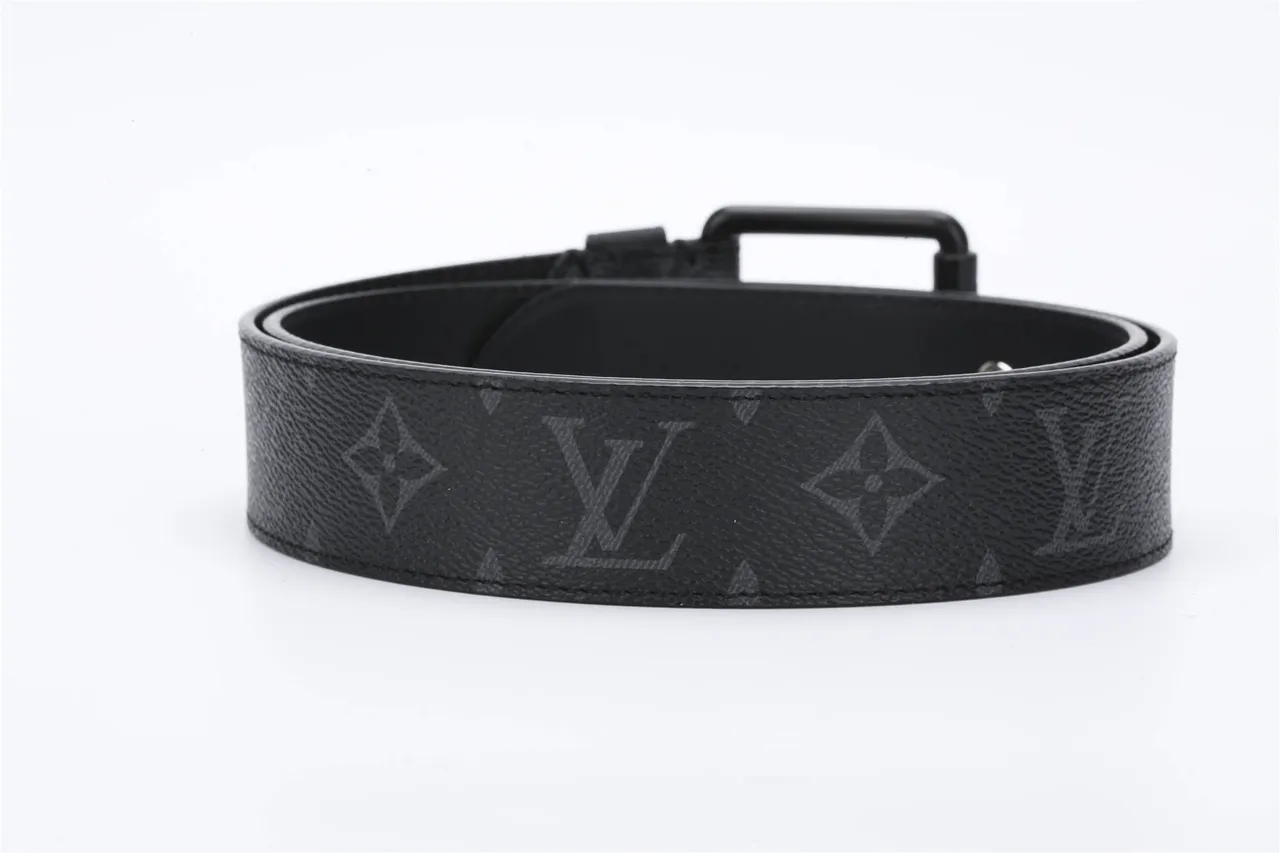 Louis Vuitton Black Monogram-Coated Matte Hardware Leather Belt 4