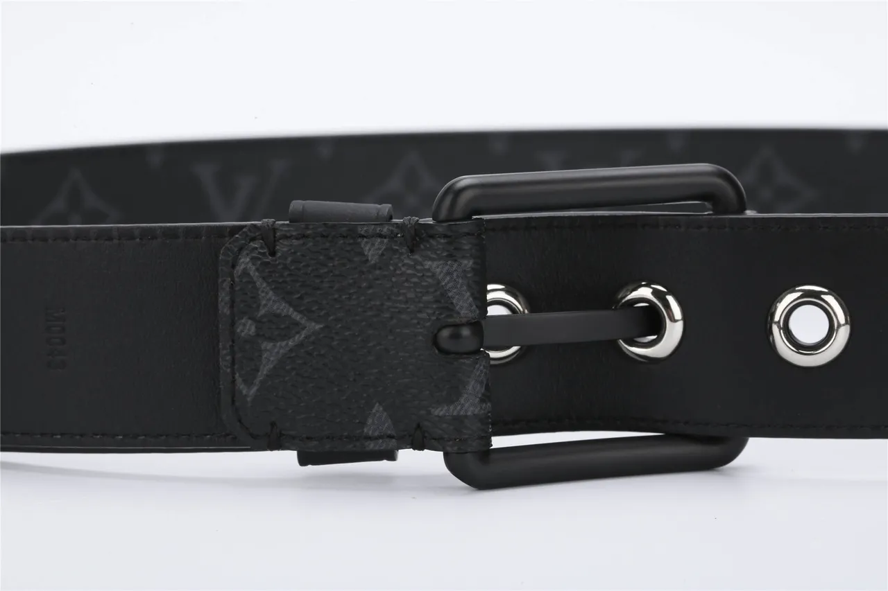 Louis Vuitton Black Monogram-Coated Matte Hardware Leather Belt 6