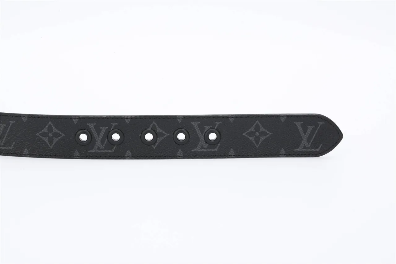 Louis Vuitton Black Monogram-Coated Matte Hardware Leather Belt 9