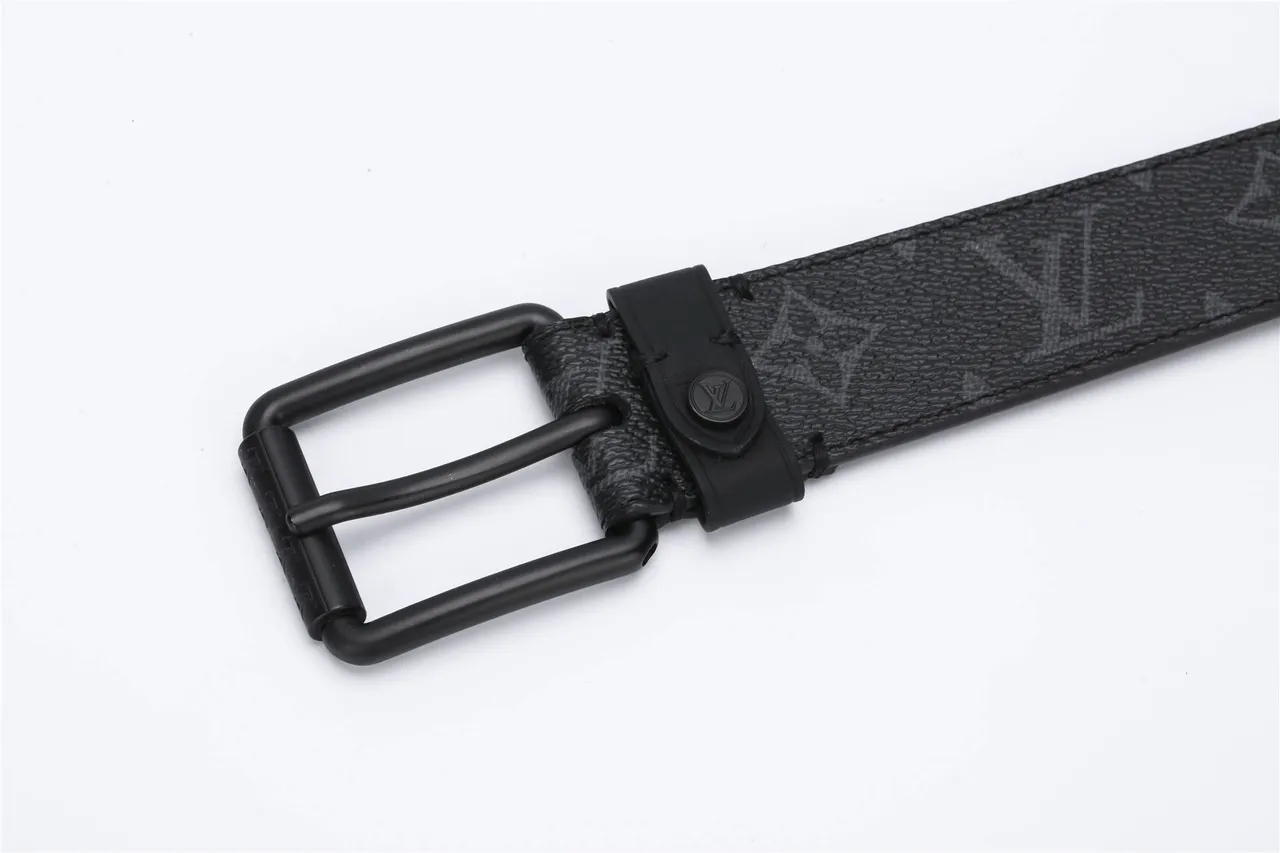 Louis Vuitton Black Monogram-Coated Matte Hardware Leather Belt 10