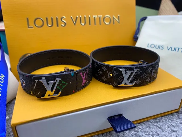 Louis Vuitton Black Multicolor Monogram-Coated Silver-Tone LV Buckle Leather Belt 5