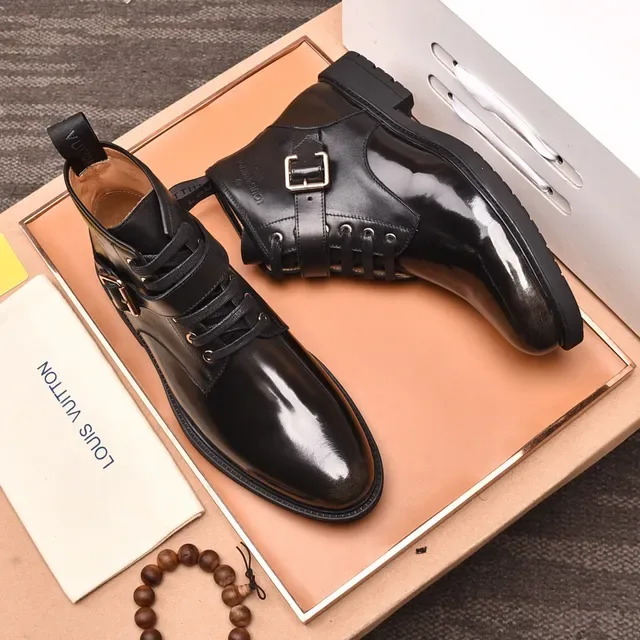 Louis Vuitton Black Patent Leather Buckle Strap Ankle Boots 9