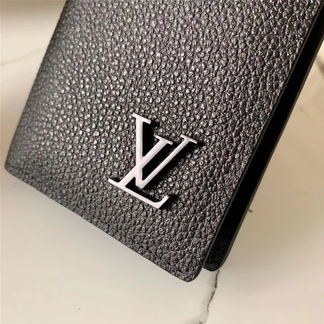 Louis Vuitton Black Pebbled Leather Embossed Monogram Card Holder 5