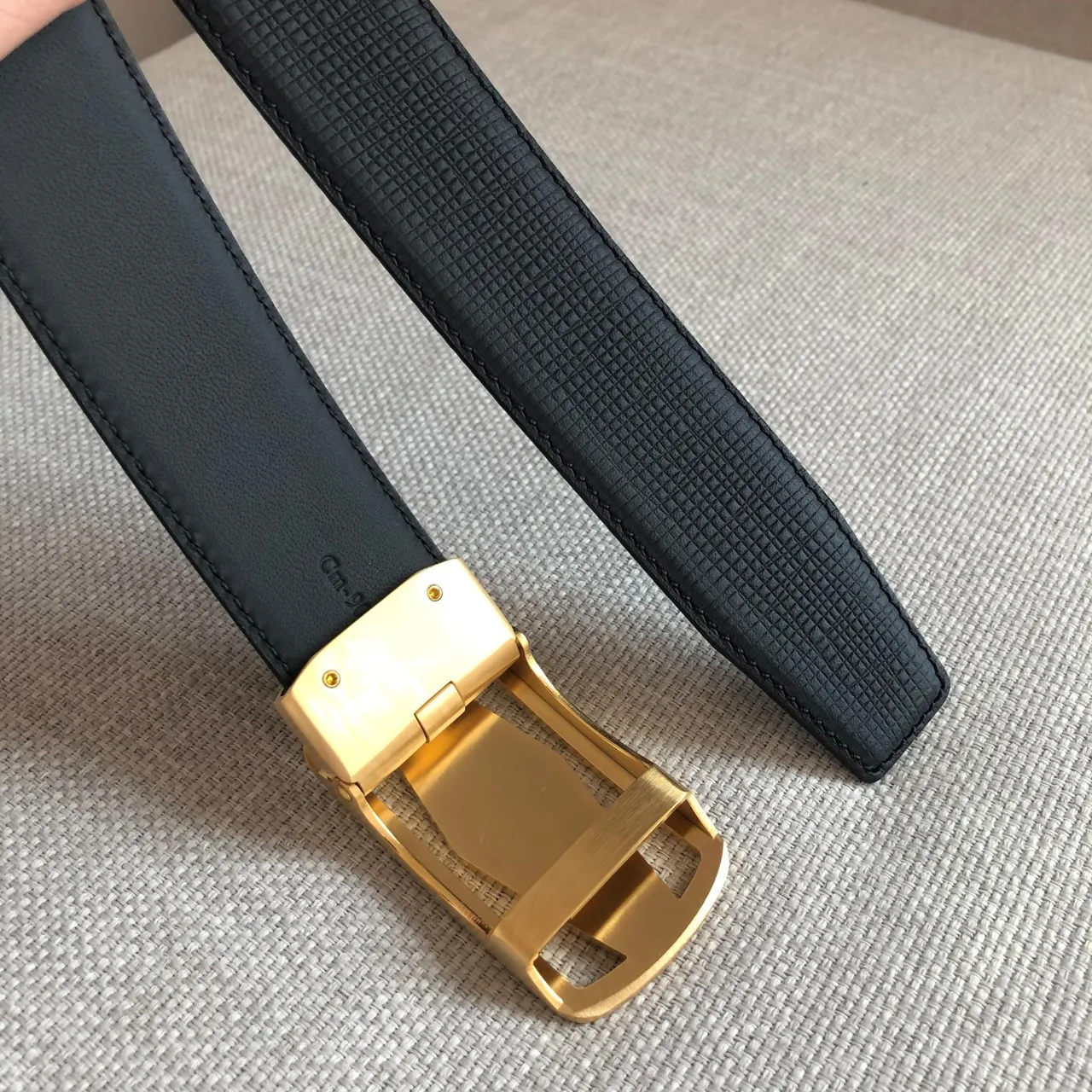 Louis Vuitton Black Silver Automatic Sliding Buckle Textured Leather Belt 2