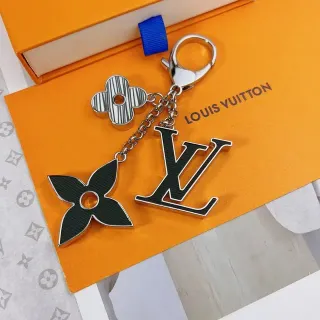 Louis Vuitton سوارية سلسلة معدنية سوداء فضية تعويذات مينا