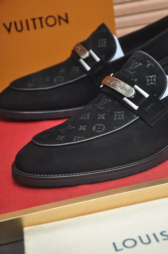 Louis Vuitton Black Silver Suede Upper Monogram-Print Vamp Loafer 2
