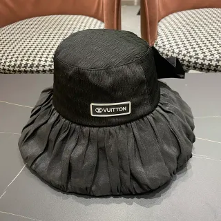 Louis Vuitton Black Structured Crown Gathered Ruffled Brim Bucket Hat