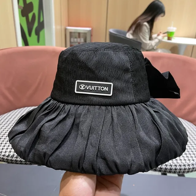 Louis Vuitton Black Structured Crown Gathered Ruffled Brim Bucket Hat 4