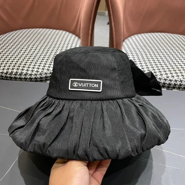 Louis Vuitton Black Structured Crown Gathered Ruffled Brim Bucket Hat 5