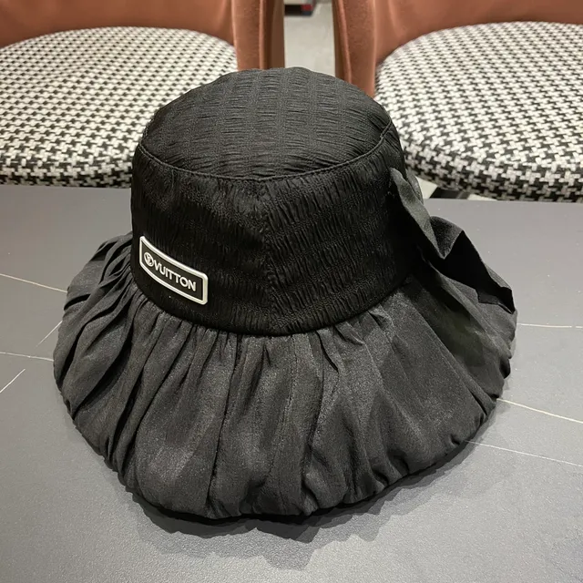 Louis Vuitton Black Structured Crown Gathered Ruffled Brim Bucket Hat 9