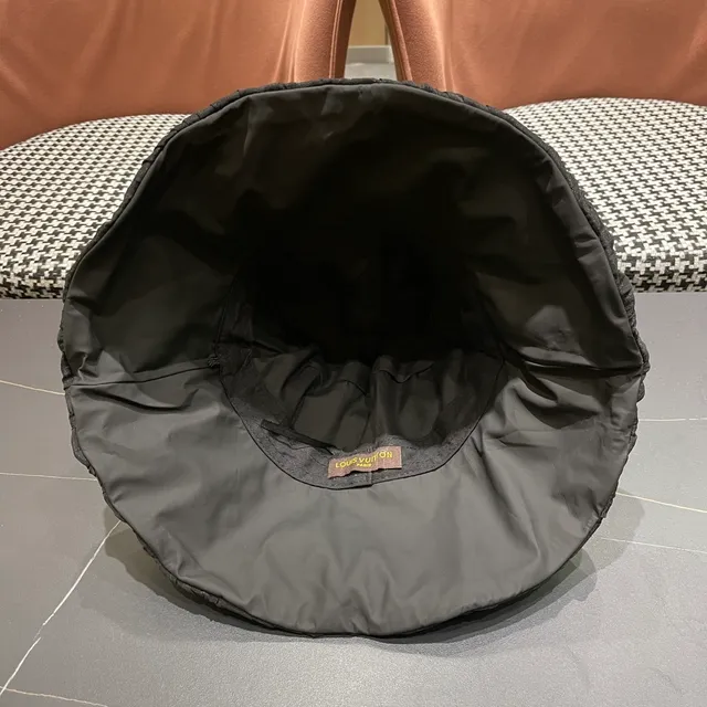 Louis Vuitton Black Structured Crown Gathered Ruffled Brim Bucket Hat 10