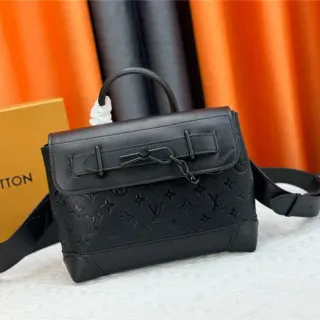 Louis Vuitton Black Structured Rectangular Silhouette Embossed Monogram Leather Handbag