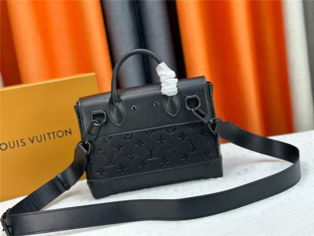 Louis Vuitton Black Structured Rectangular Silhouette Embossed Monogram Leather Handbag 7