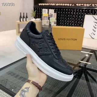 Louis Vuitton negro blanco Monogram-Embossed cuero suela plataforma lifestyle sneakers