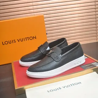 Louis Vuitton काला सफेद दबी चमड़ी प्लेटफॉर्म सोल लोअफर