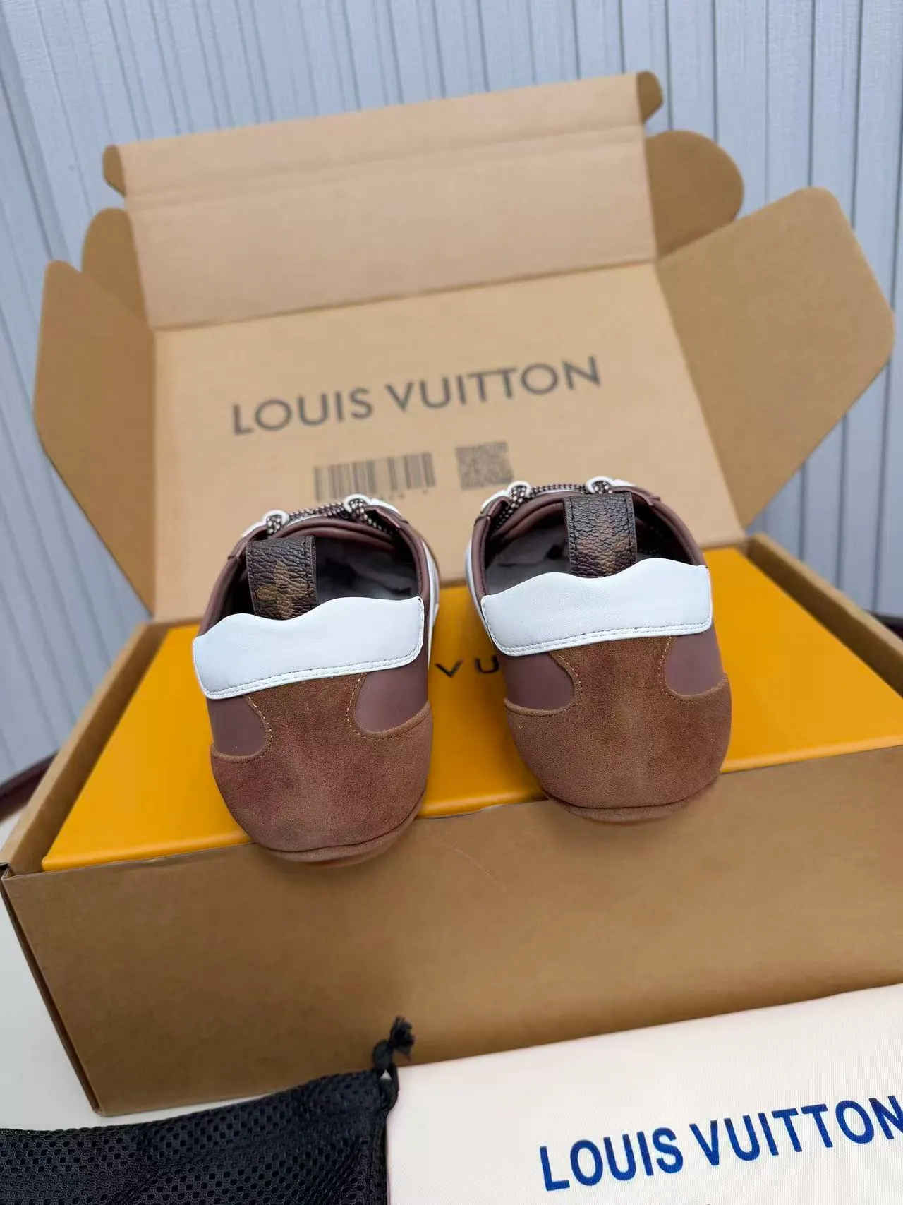 Louis Vuitton Brown and White Leather-Suede Lifestyle Sneakers 3