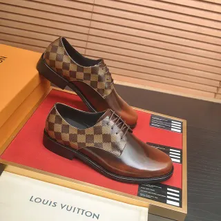 Louis Vuitton Brown Beige Cap-Toe Two-Tone Oxford Shoes