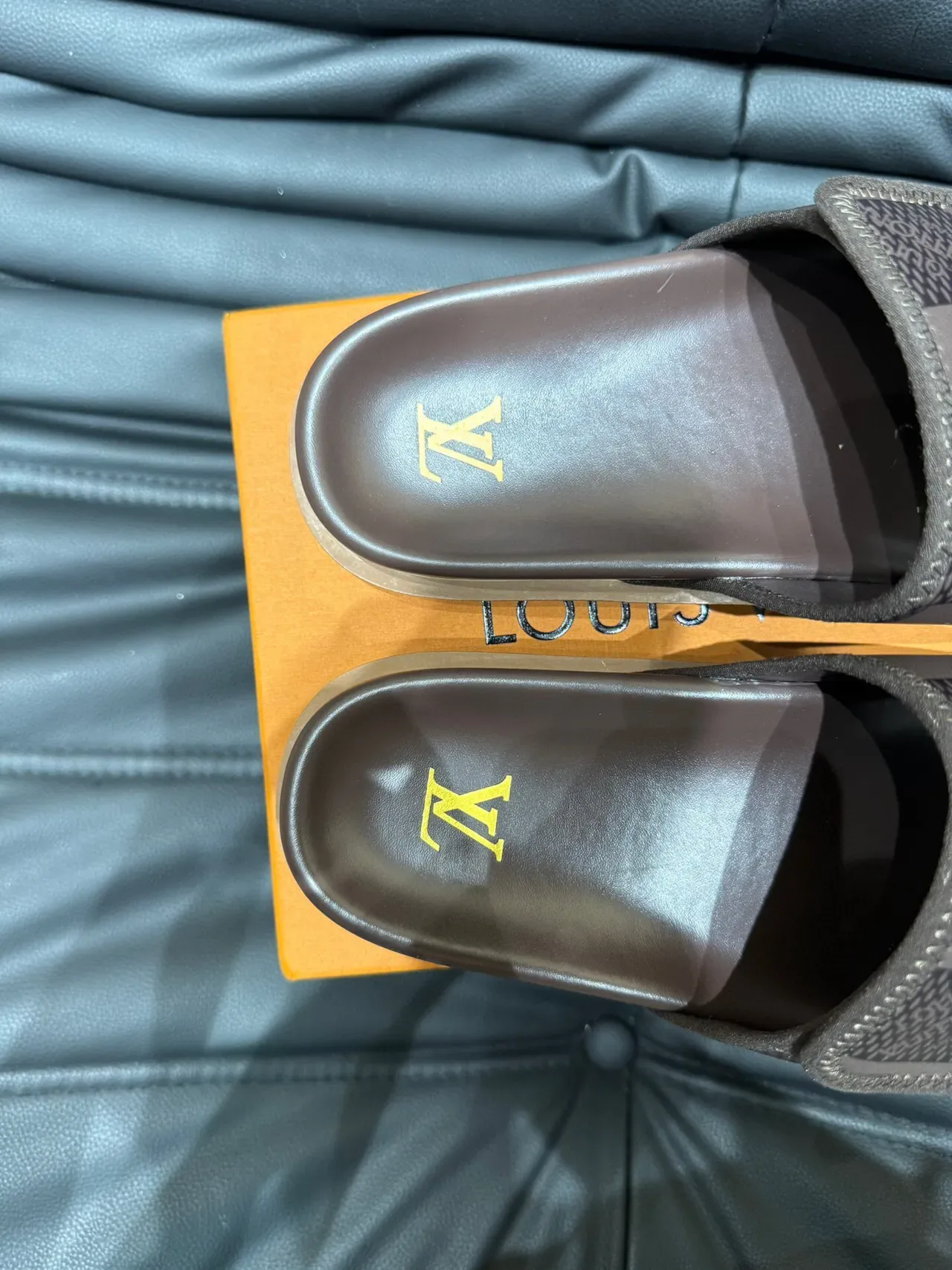 Louis Vuitton Brown Beige Damier Check Pattern Stitched Strap Edge Slippers 8