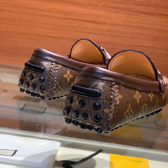Louis Vuitton Brown Beige Monogram Canvas Leather-Trimmed Loafer 3