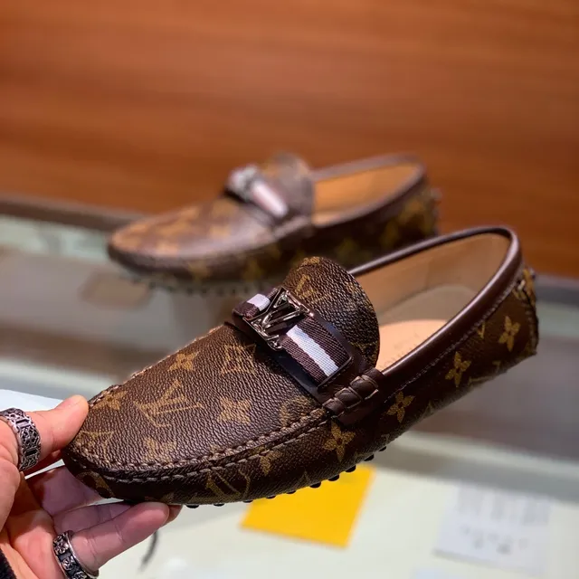 Louis Vuitton Brown Beige Monogram Canvas Leather-Trimmed Loafer 4