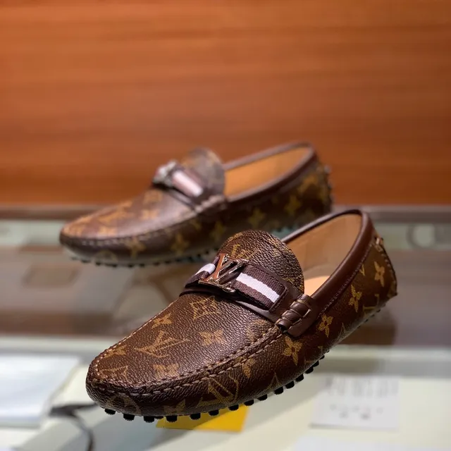 Louis Vuitton Brown Beige Monogram Canvas Leather-Trimmed Loafer 5