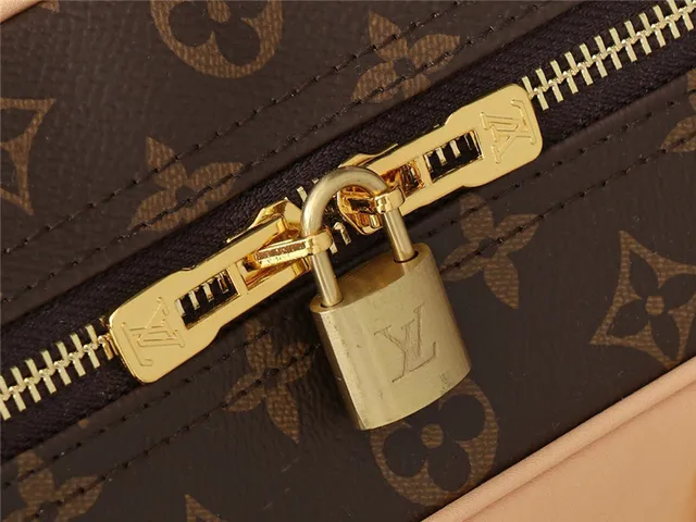 Louis Vuitton Brown Beige Monogram Canvas Tan Leather Trim Boston Bag 6