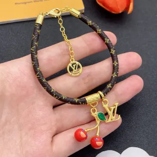 Louis Vuitton Brown Gold Braided Monogram Leather Cord Hardware Bracelet