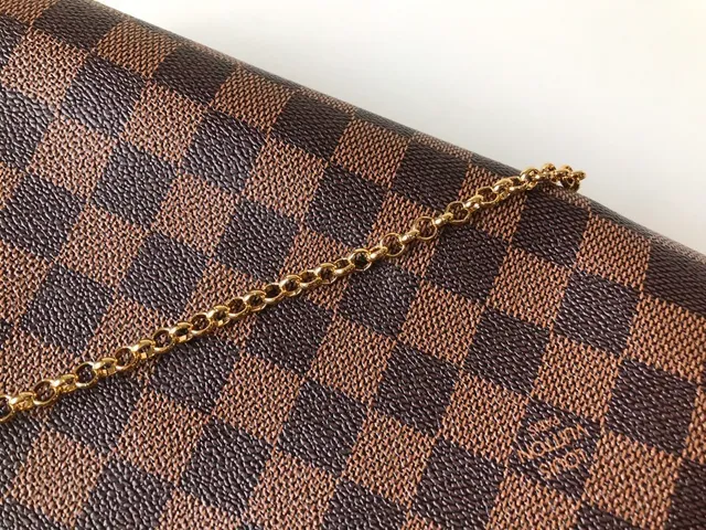 Louis Vuitton Brown Gold Damier Ebène Checkered Canvas Strap Chain Bag 3