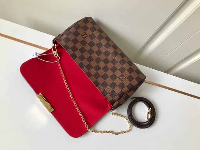 Louis Vuitton Brown Gold Damier Ebène Checkered Canvas Strap Chain Bag 7