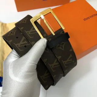 Louis Vuitton Brown Gold Monogram Canvas Buckle Leather Belt