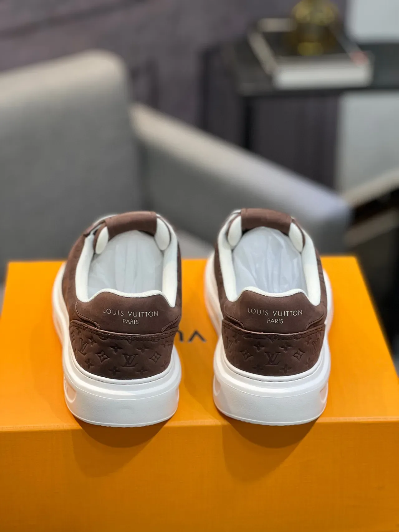 Louis Vuitton Brown White Monogrammed Upper Rubber Sole Lifestyle Sneakers 8
